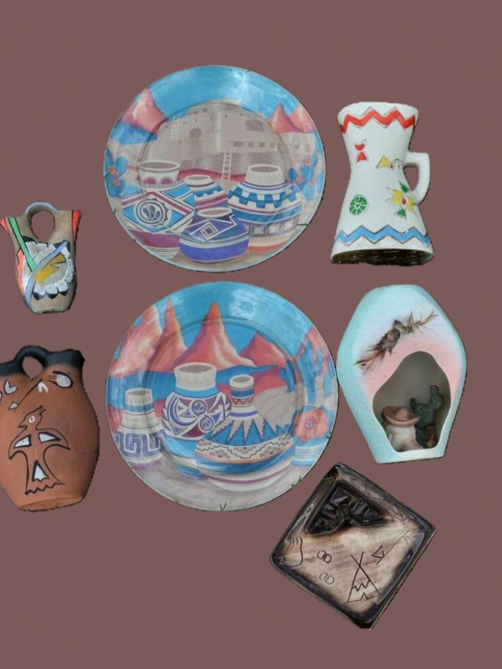 Vintage Southwest Sedona Adobe Redware Pueblo Native and More Display Collection